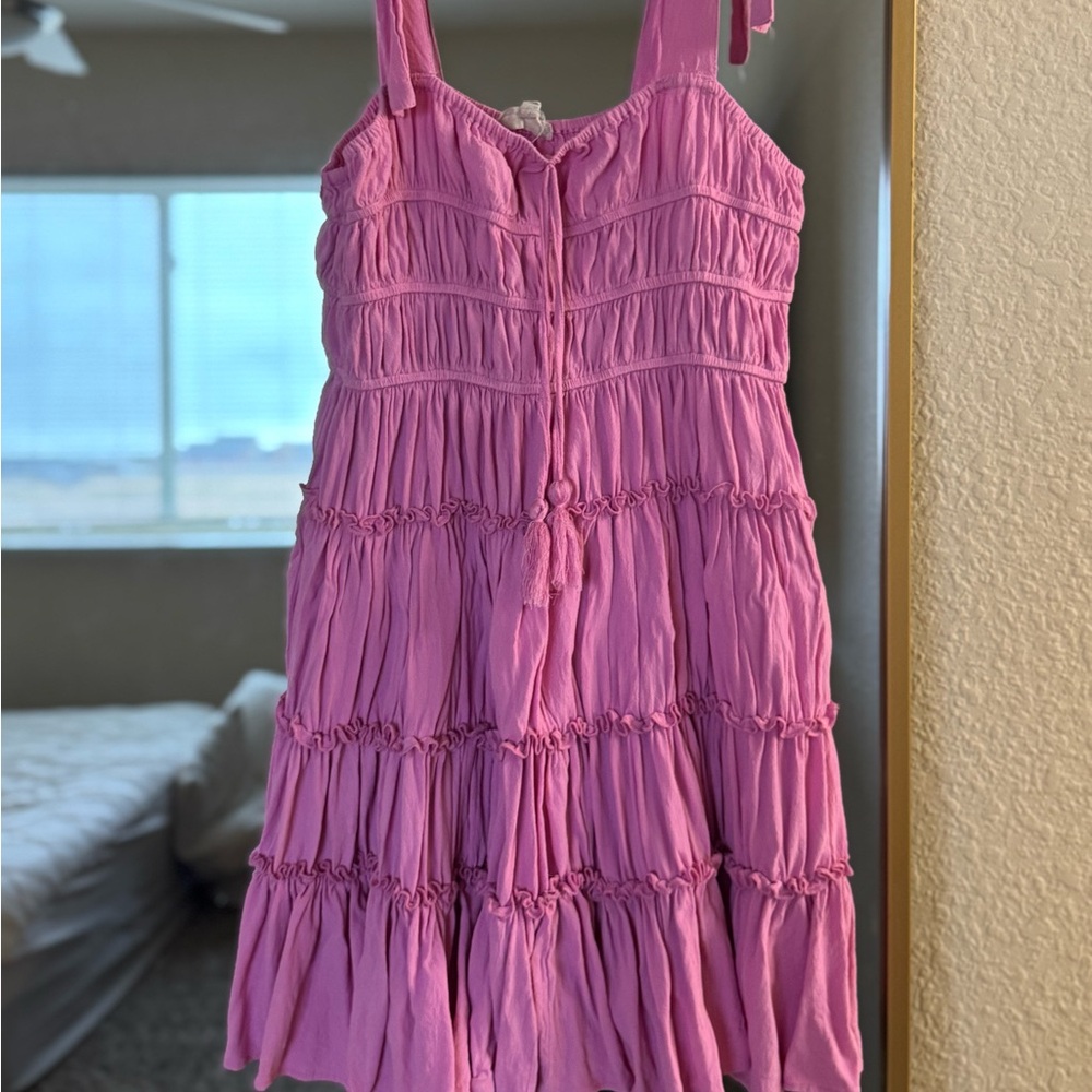 Pink Ruffled Kids Dress - Picture 2 of 3